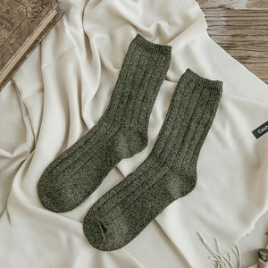  5 Paia Calze Uomo Autunno Inverno Cotone Retrò Tinta Unita Linea Spessa Neutro - Foto 1 di 11