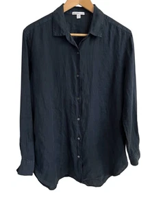 James Perse 225 $ 100 % Leinen geknöpftes Shirt Tunika marineblau ruhig Luxus Küste - Bild 1 von 8