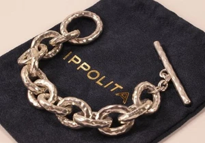 IPPOLITA GLAMAZON BASTILLE 925 STERLING SILVER CHUNKY LINK CHAIN TOGGLE BRACELET - Picture 1 of 9