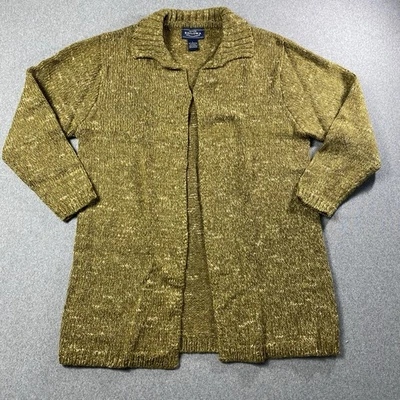 Sonoma Cárdigan Suéter Largo Verde Oliva Cuello Frente Abierto Talla L Foto 1 de 3