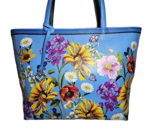 BRIGHTON BLOSSOM HILL COLLECTION EVERLY BLUE FLORAL PRINT TOTE HANDBAG $385.00 - Picture 1 of 19