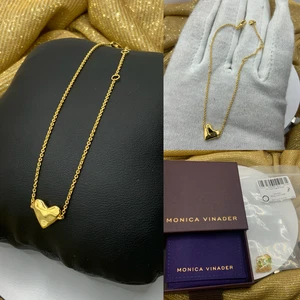 monica vinader Heart Chain Bracelet 18k Gold Vermeil RRP £85 - Picture 1 of 18