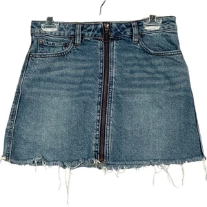 We The Free minigonna denim sfilacciato zip davanti grunge festival Y2K vita 24-26" - Foto 1 di 9