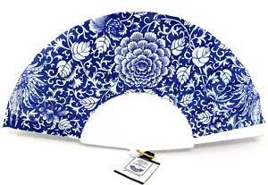 Purple Flowers White Frame Folding Hand Held Fan Summer Party Costume Mardi 21 - Picture 1 of 8