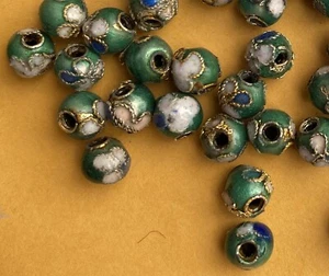5 docenas de cuentas cloisonne, 4 mm ~ verde pavo real, rojo, rosa y oro - Imagen 1 de 3
