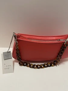 A. New. Day Natural Orange Clutch Cat's Eye Chain Handle Handbag - Picture 1 of 4