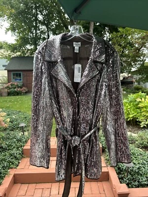 Chicos Sequin Snake Long Jacket Coat Stunning Lightweight  Size 3 = XL NWT #915 - Image 1 of 4