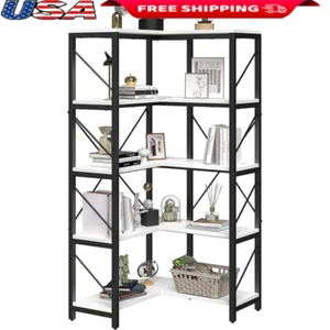 5-Tier L-Shaped Bookcase Storage Bookshelf Organizer Open Display Freestanding - Picture 1 of 7