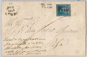 ANTICHI STATI - TOSCANA: Sassone 5c su BUSTA da LIVORNO firmata A DIENA 1854 - Imagen 1 de 1