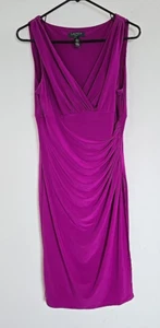Lauren Ralph Lauren Fuschia Evening Dress Sleeveless Rusched Side Women's Sz 10 - Picture 1 of 14