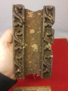 Estampilla en bloque de madera tallada de colección de 1800 con estampado textil con borde flor de hiedra - Imagen 1 de 8