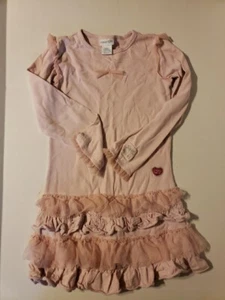 Naartjie kids Jiejie girl size 8 XXL pink long-sleeve dress with Mesh Pre-Owned - Picture 1 of 6