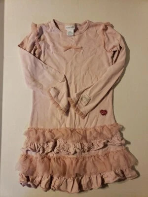 Naartjie kids Jiejie  girl size 8 XXL pink long-sleeve dress with Mesh Pre-Owned - Image 1 of 4