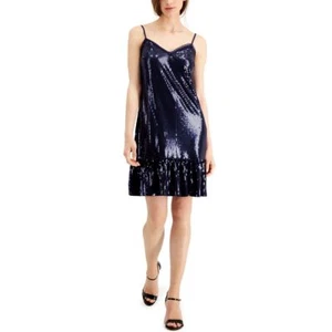 MICHAEL KORS NEW Women's Sequined Flounce-hem Slip Dress TEDO - Picture 1 of 2