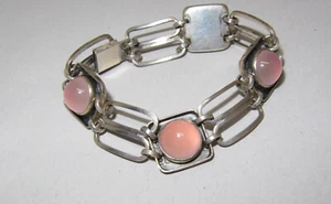 Armband Rosenquarz Handarbeit 835 S Entw Hauber Bracelet rose quarz _ 30er - Bild 1 von 8