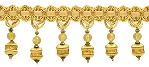 Beaded Tassel Fringe Trim, Color# 4875 - Canary Gold [Sold By The Yard] - Picture 1 of 1