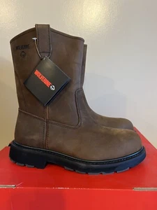 Wolverine Work Steel Toe Wellington Brown Leather Boots W04707 Mens 10M - Picture 1 of 8