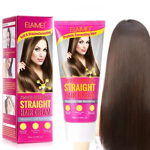 Damage Dry Silk Gloss Nourishing Keratin Protein Hair Straightening Cream Smooth - Picture 1 of 12