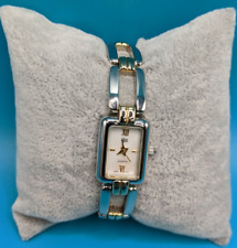 Gloria Vanderbilt Watch Womens Gold Silver Two Tone Mother of Pearl Dial