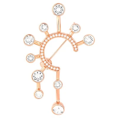 Novo broche de teatro Swarovski em cristais brancos folheado a ouro rosa 5569131 $189 - Imagem 1 de 4