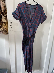 Missguided Green/Blue & Red Floral Jumpsuit Sz 10 - Picture 1 of 8