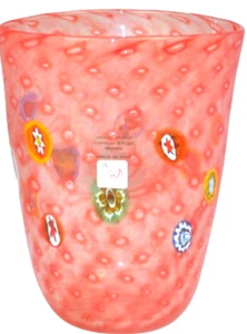 MURANO Art Glass Red Vase Murrine Controlled Bubbles Gambaro and Poggi 8" New - Picture 1 of 6