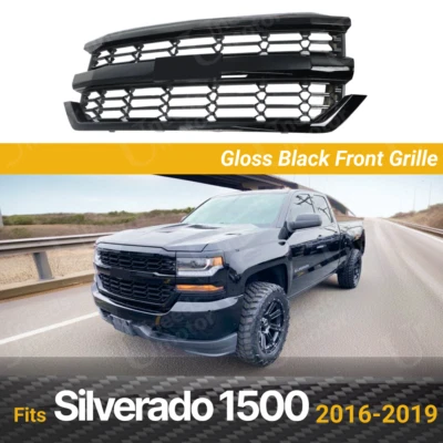 Parrilla de parachoques delantero negra para Chevrolet Silverado 1500 2016-2019 Foto 1 de 4