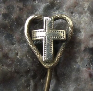 Antikes nietenheiliges Kreuz Herzform Kreuzigung Symbol religiöse Nadel Abzeichen - Bild 1 von 6