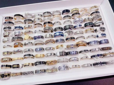 Wholesale 50pcs Big Size mixed Punk Women men's Stainless steel rings Wedding - Image 1 of 4
