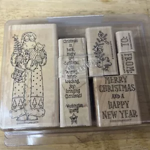 Stampin' Up! Gummistempel 1998 WEIHNACHTEN IST HIER VOLKSKUNST WEIHNACHTSBAUM TEDDYBÄR - Bild 1 von 3