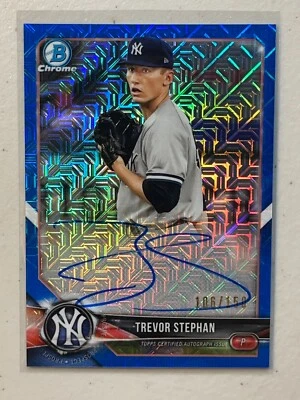 Trevor Stephan 2018 Bowman Chrome 106 /150 Blue Mega Refractor Auto Autograph - Image 1 of 2