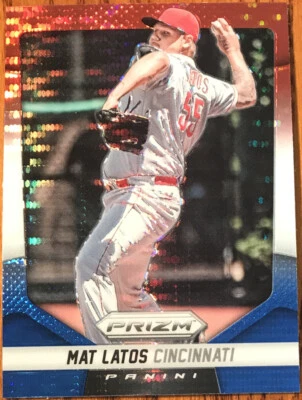 2014 Panini Prizm Prizms Red White & Blue Pulsar Mat Latos #23 Cincinnati Reds - Image 1 of 2