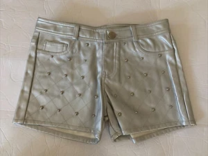 NWT Flowers by Zoe Faux Leather Silver Studded Shorts Girls Size L - Picture 1 of 10