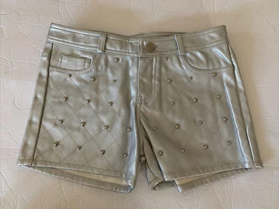 Pantalones Cortos Flowers by Zoe Imitación Cuero Plateado Tachonado Niñas Talla L Nuevos con Etiquetas Foto 1 de 4