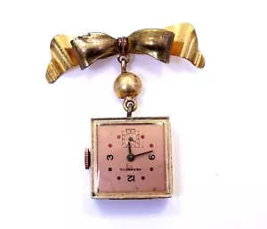Vintage PERFECTA ZIMMET 17 Jewel RXZ Swiss Winding Brooch Pin Watch - Picture 1 of 10