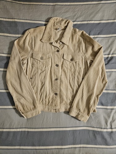 OFF WHITE Giacca donna Mango bianco sporco osso velluto a coste bottoni colletto taglia US Medium nuova