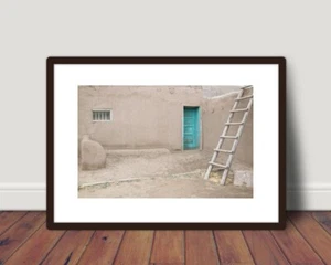 Adobe House with the Turquoise Blue Door - Home Decor, Wall Art Photography - Picture 1 of 5