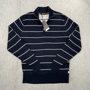 Rule 18 Bobby Jones Sweater Adult Medium Blue Stripe 1/4 Zip Cotton Mens M NEW - Picture 1 of 12