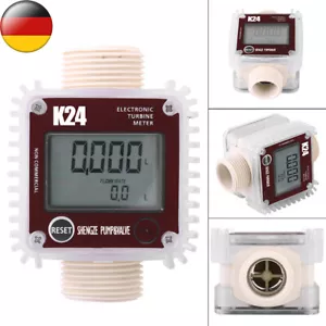 K24 LCD Digital Turbine Durchflussmesser für Chemikalien Wasser Ölzähler Gerät - Bild 1 von 13