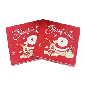 60PCS Printing Christmas Napkins Santa Claus Pattern Tissue Dinner Napkins - Picture 1 of 12