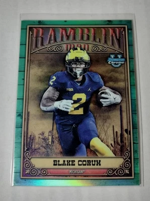 Blake Corum 2023 Bowman U Chrome Ramblin Man Aqua Refractor /150 - Image 1 of 2