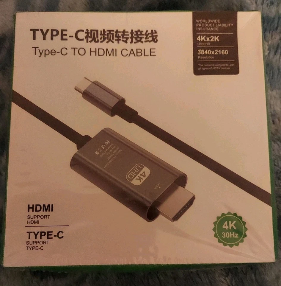 USB-C type C male to HDMI 1.4 male 2m 4k 60hz ultra HD cable - Image 1 of 1