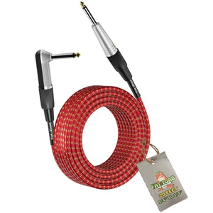Kabel gitarowy tweedowy tkanina tkana kurtka GRUBA ROPUCHA Przewody kątowe prostokątne Przewód instrumentu - Zdjęcie 1 z 14