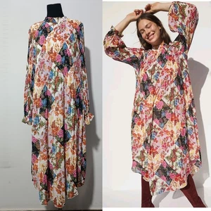 Anthropologie Maeve Pleated Midi Dress, Size M, Boho, Patchwork, Floral - Picture 1 of 15