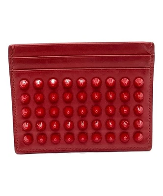 Christian Louboutin Auténtico Delgado Billetera para Tarjetas Mini Estuche Tachuelas con Picos Cartera Roja Foto 1 de 4