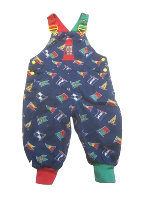 Vintage 90s Gymboree rainbow tag Boys Shortall Romper Flags Color Block Sz Small - Image 1 of 4