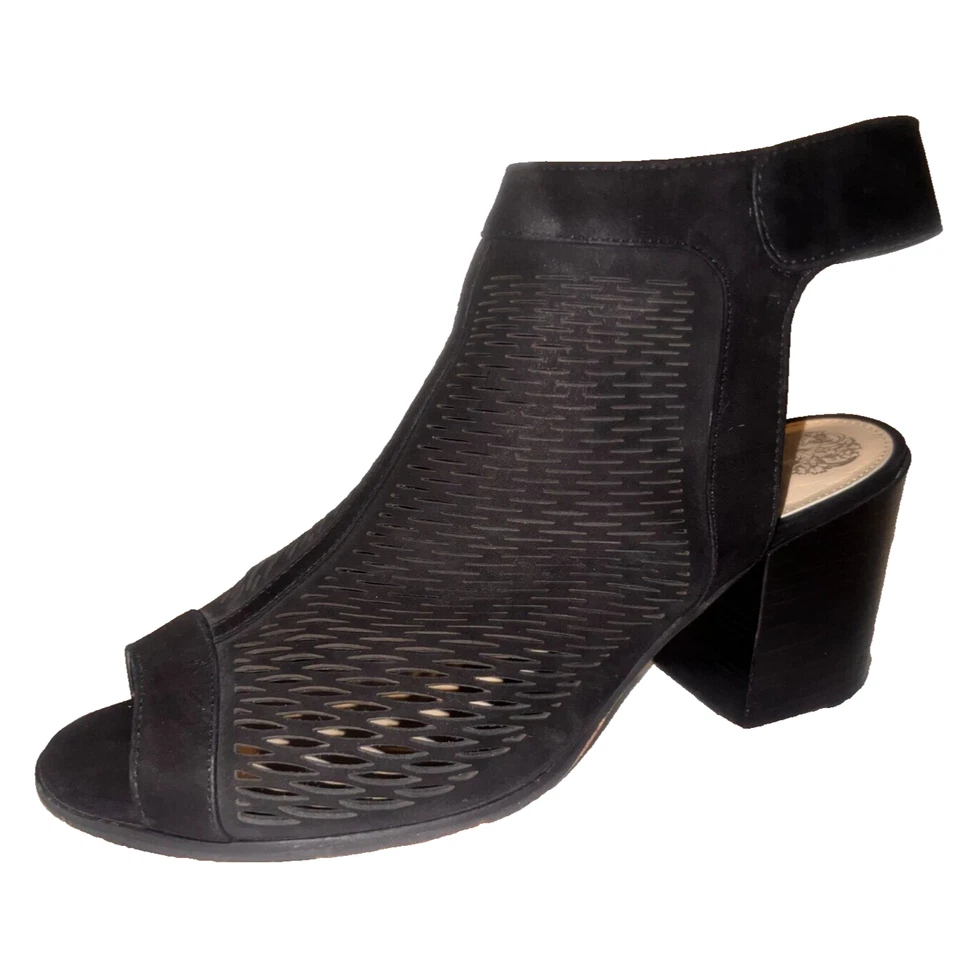 Botas de salón Vince Camuto para mujer talla 10,5 M negras de gamuza lava perforadas punta abierta Foto 1 de 4