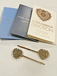 Pin de pelo Dolce & Gabbana Bobby dorado corazón devoción logotipo emblema muestras de fragancia - Imagen 1 de 5