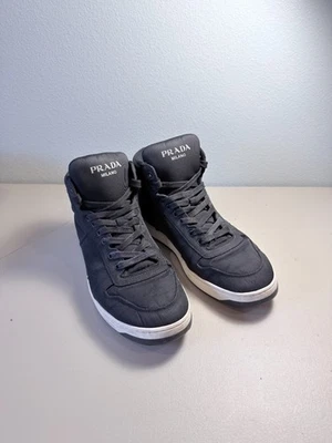 Auténtico 2022 Prada Re-Nylon Gabardina Alta 'Negro' Para Hombre Talla 43, EE. UU. Talla 10.5 Foto 1 de 4