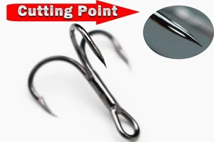 20 pcs Treble Bass Hooks Cutting Point Black Nickel Sharp 2X Strong Barbed Hooks - Picture 1 of 3